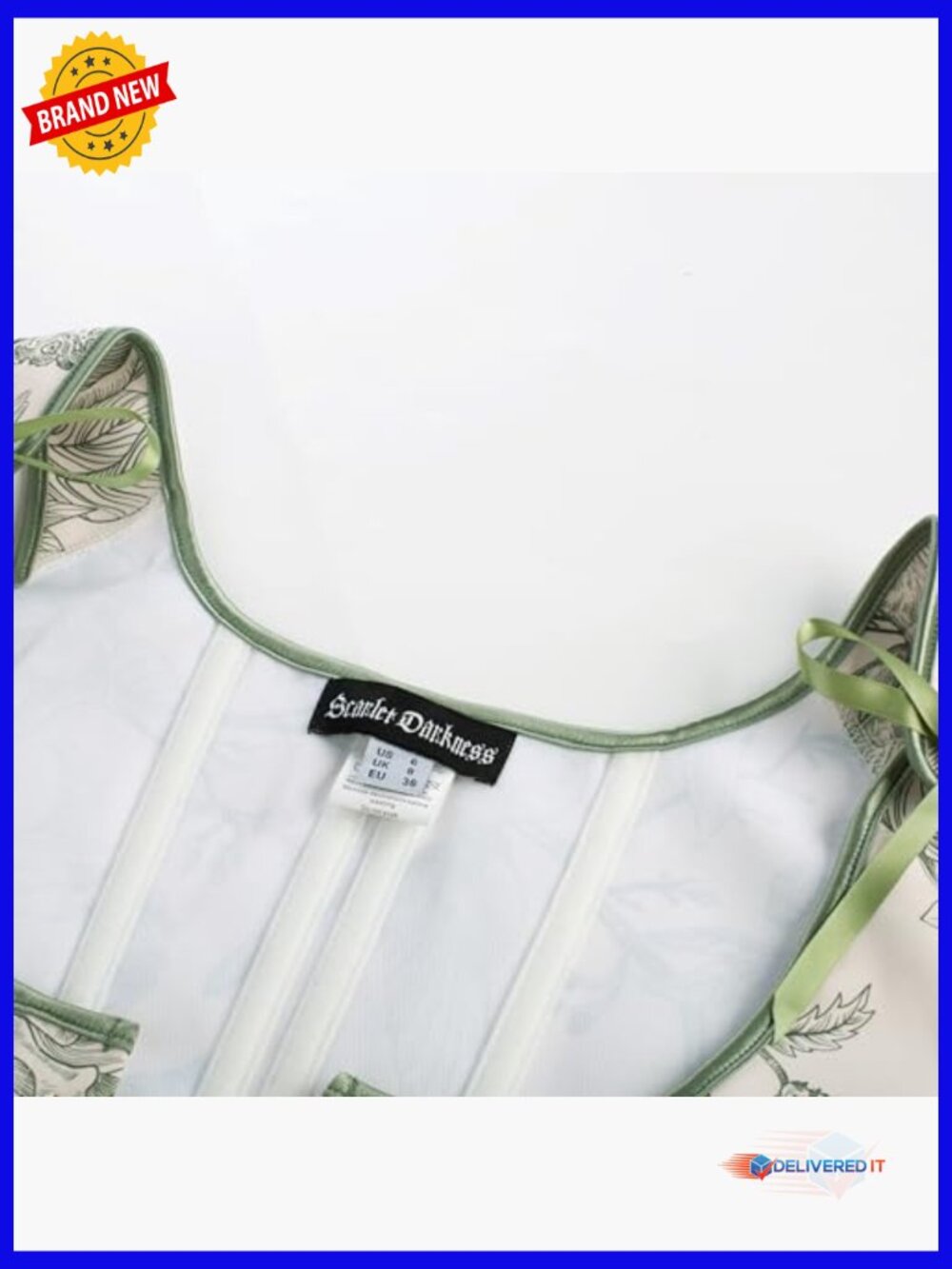 Underbust Corset Top with Zipper, Plastic Bones, Lace-up, Adjustable Shoulders - Picture 3 of 7